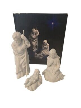 Vintage 1981 Avon Holy Family 3 Porcelain Figurines Nativity White READ